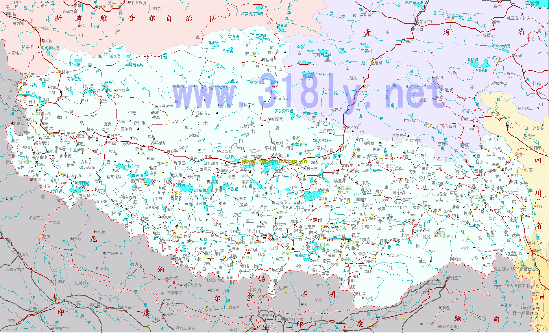 西藏旅游地图图片